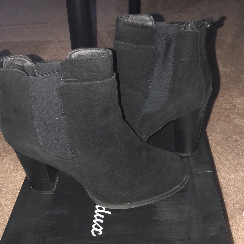 Black Faux Suede Booties